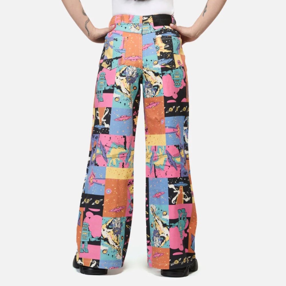 NWT Dangerfield Galactic Print Wide Leg Jean